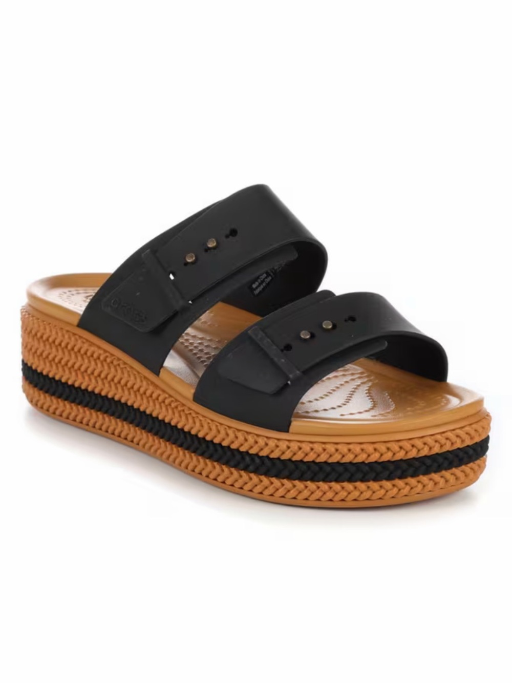 CROCS BROOKLYN WOVEN BUCKLE WEDGE SANDALS Sz 11